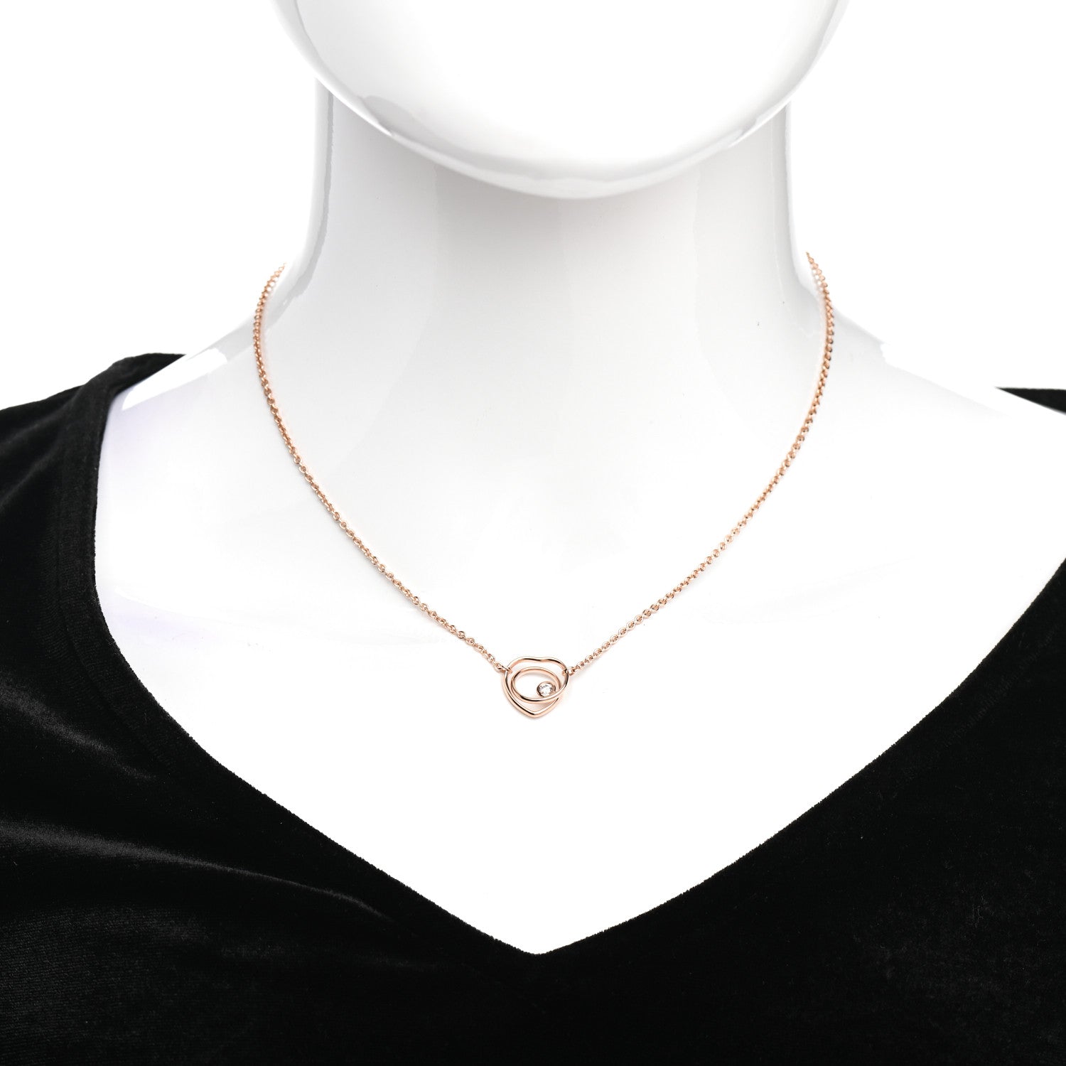 Hermes 18K Rose Gold Diamond TPM Vertige Coeur Necklace SH 2 of 4