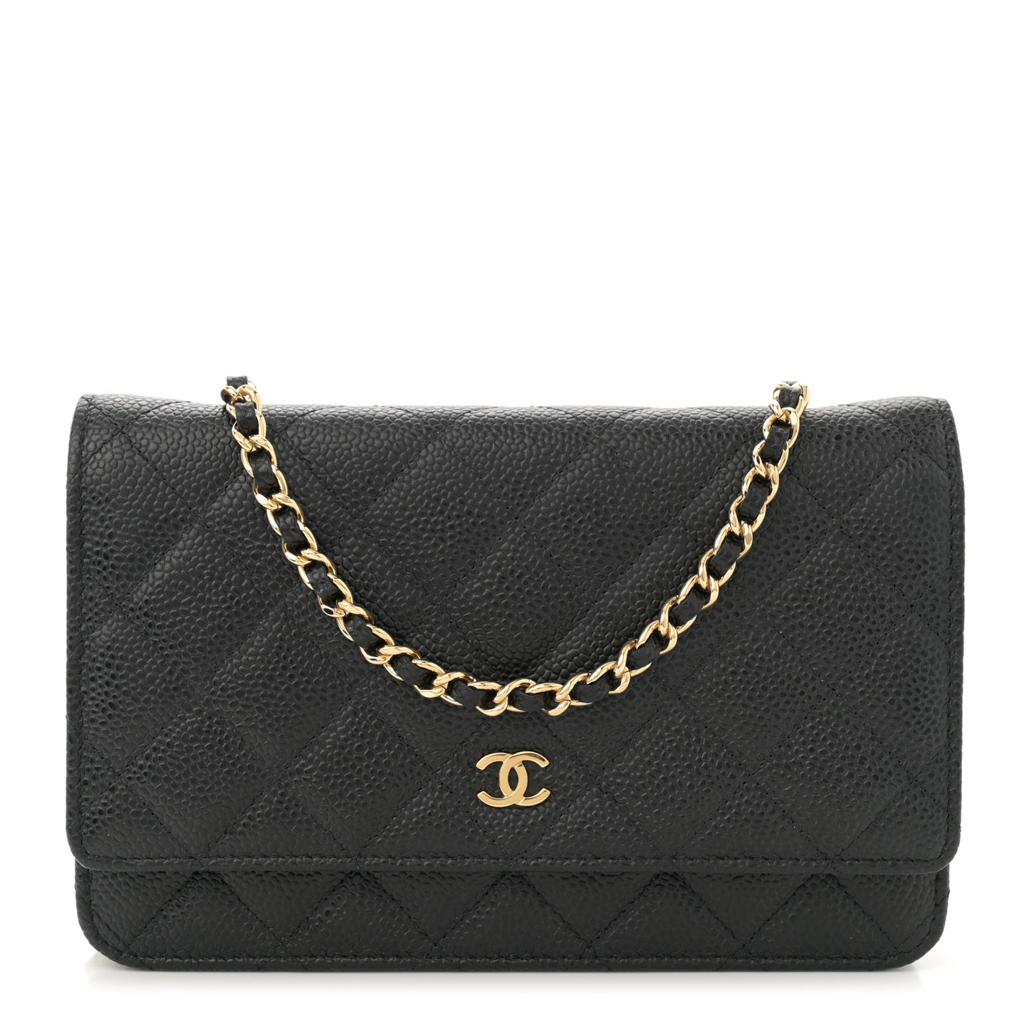Caviar Quilted Wallet on Chain WOC Black