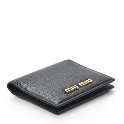 Miu Miu Goatskin Madras Card Holder Black 3 of 9