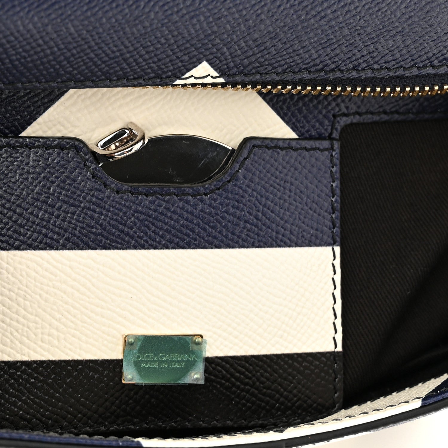 Dolce & Gabbana Dauphine Chevron Striped Medium Miss Sicily Satchel Blue 7 of 11
