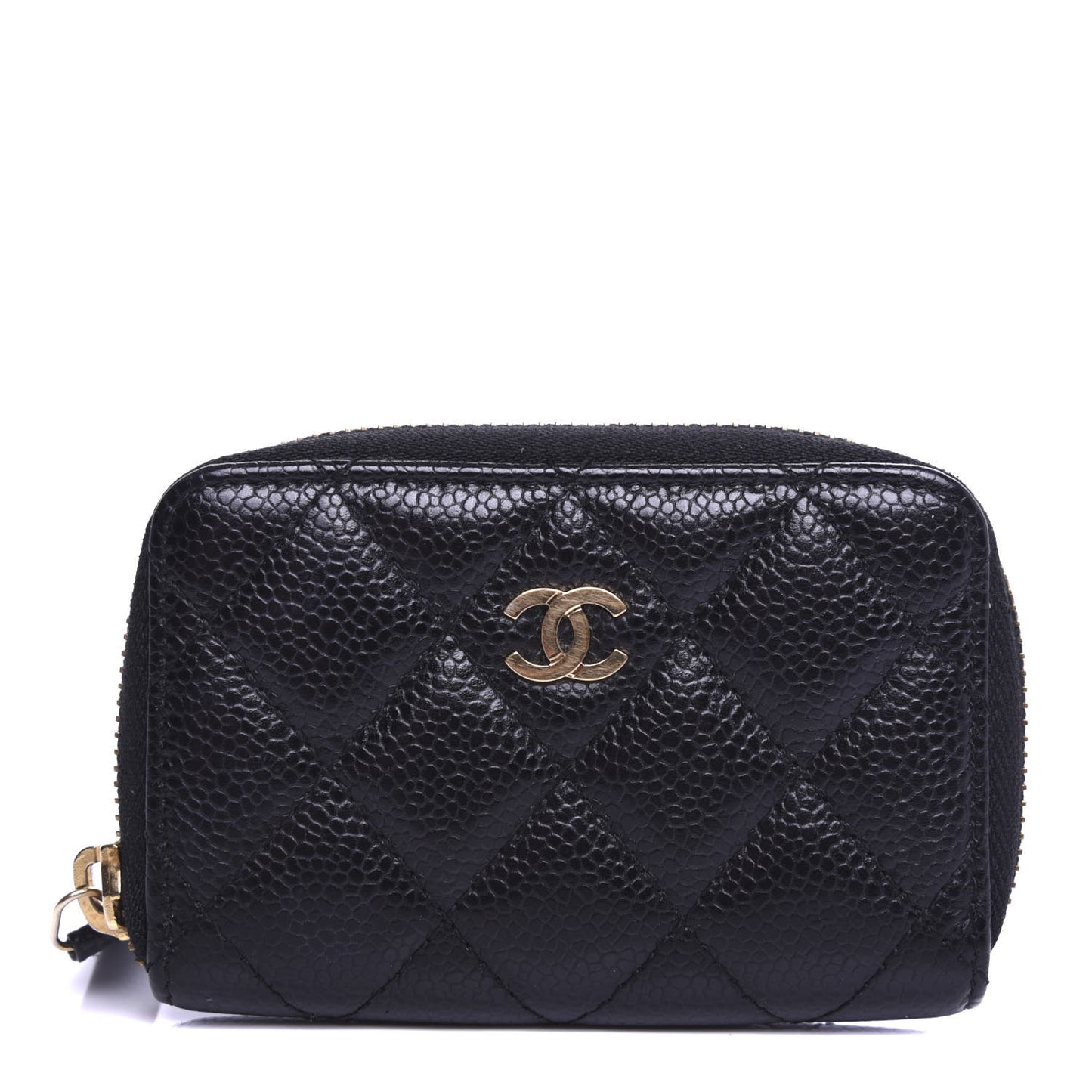 Caviar Quilted Zip Coin Purse Black