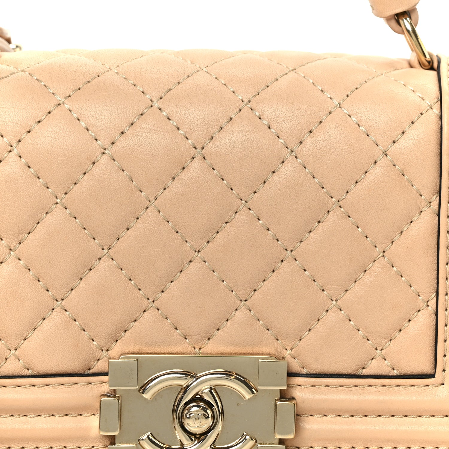 Chanel Calfskin Quilted Small Boy Top Handle Flap Beige Clair 8 of 10