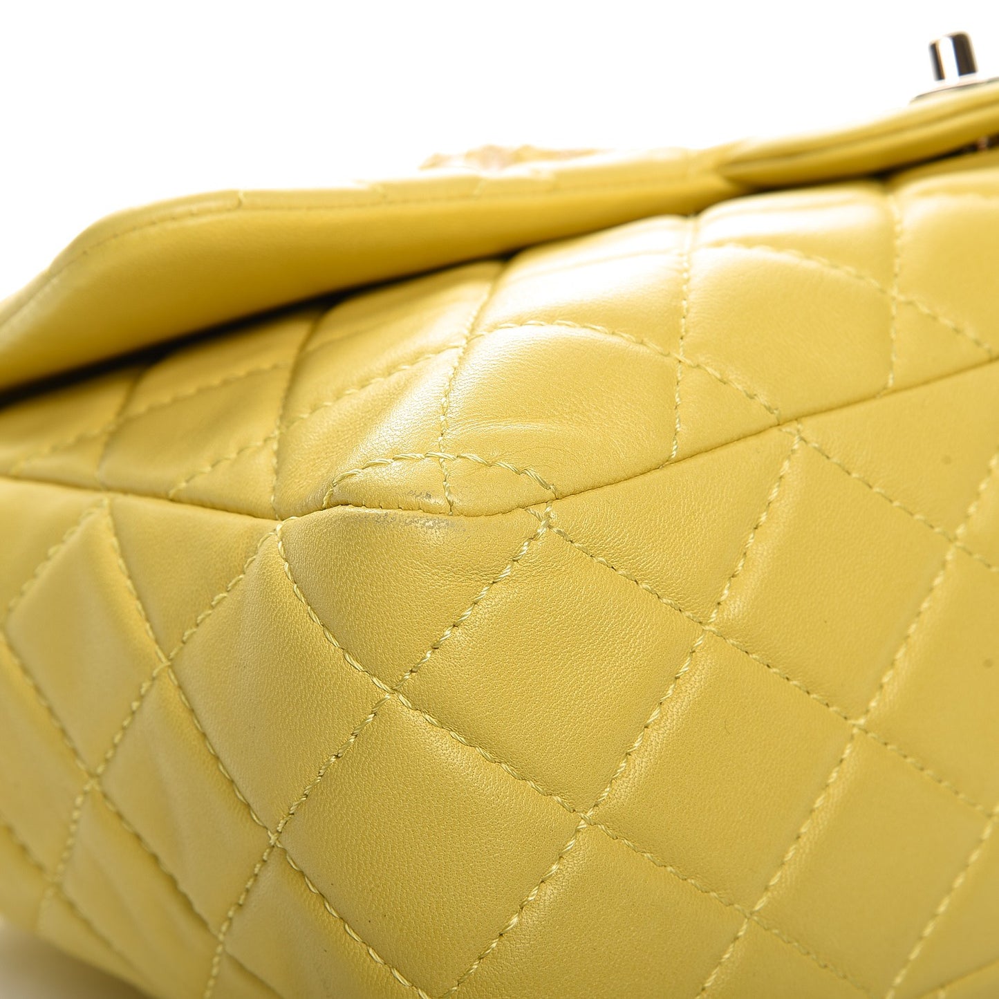 Lambskin Quilted Jumbo Single Flap Yellow