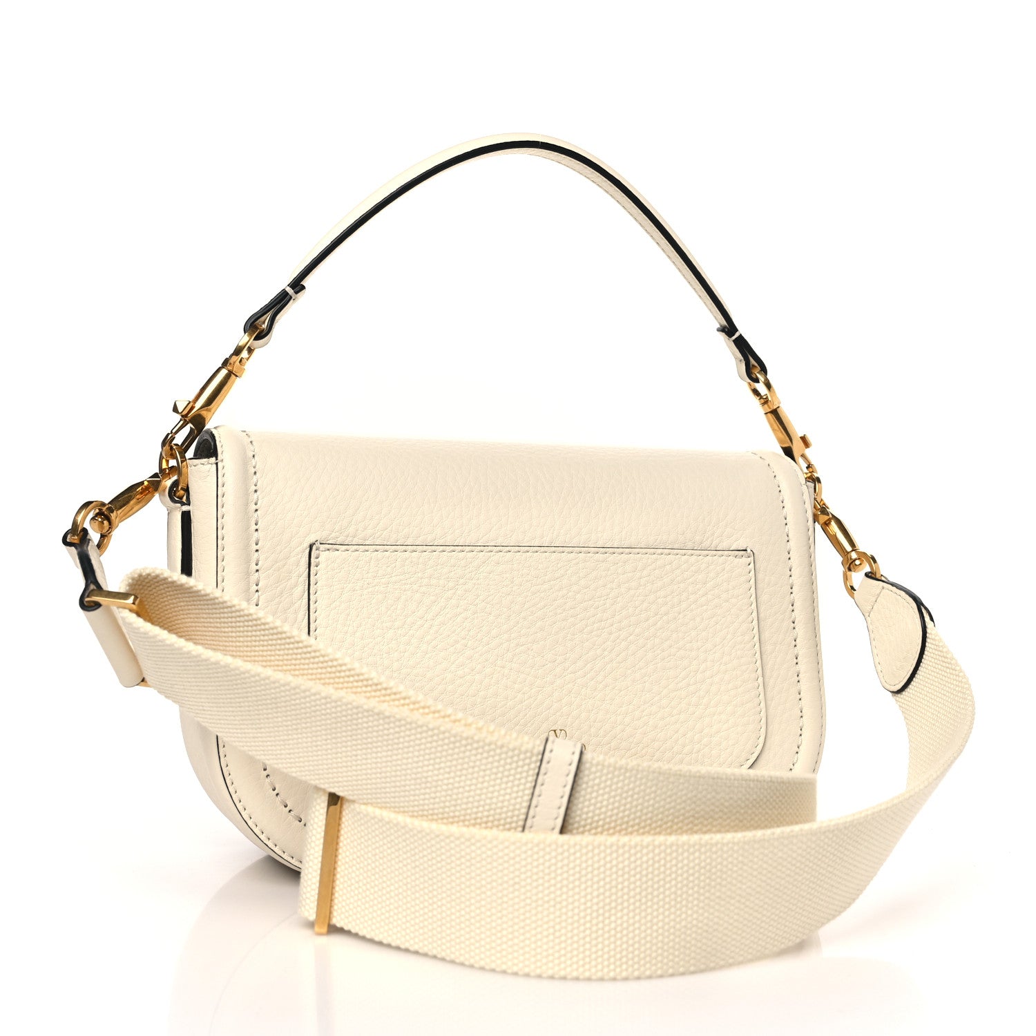 Valentino Garavani Pebbled Calfskin Vlogo Small Top Handle Shoulder Bag Ivory 3 of 9