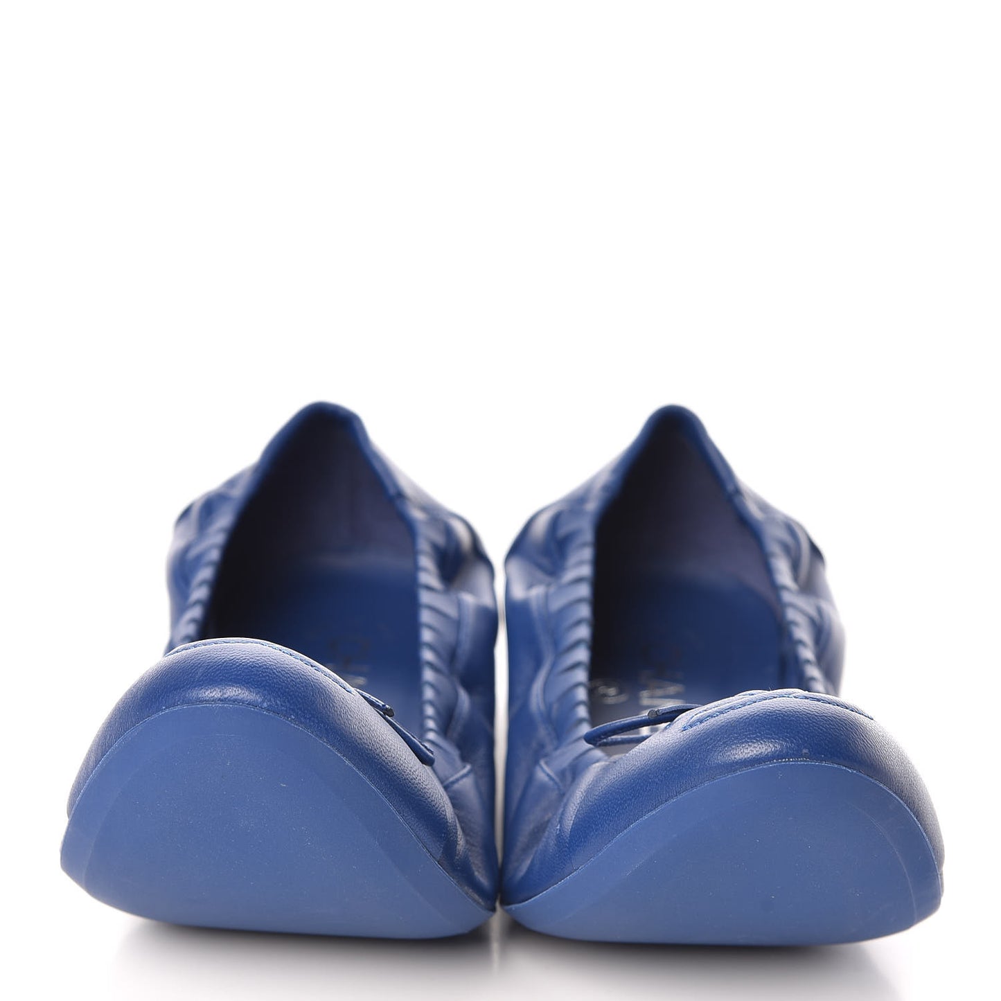 Lambskin CC Elastic Cap Toe Ballerina Flats 37 Blue