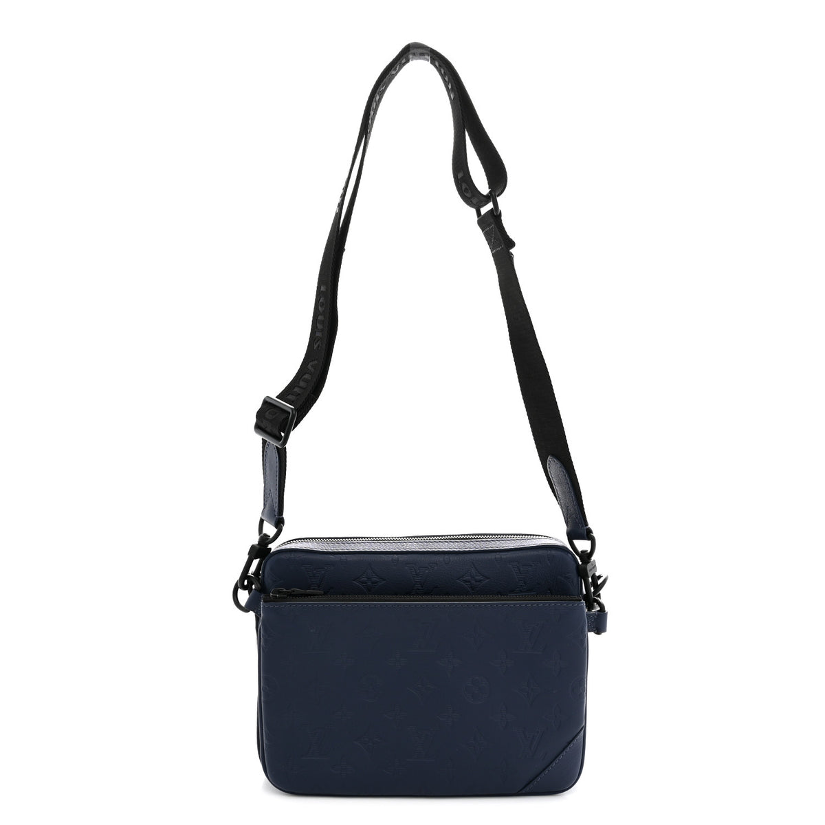 Louis Vuitton Calfskin Monogram Shadow Trio Messenger Navy 1 of 9