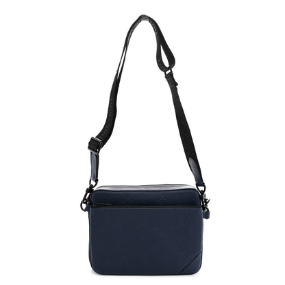 Louis Vuitton Calfskin Monogram Shadow Trio Messenger Navy 1 of 9