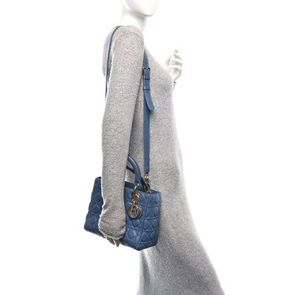Christian Dior Lambskin Cannage Medium Lady Dior Denim Blue 2 of 12