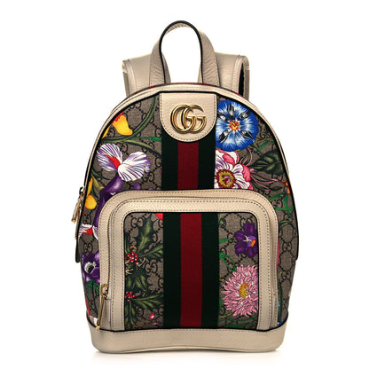 Gucci GG Supreme Monogram Flora Web Small Ophidia Day Backpack White 1 of 12
