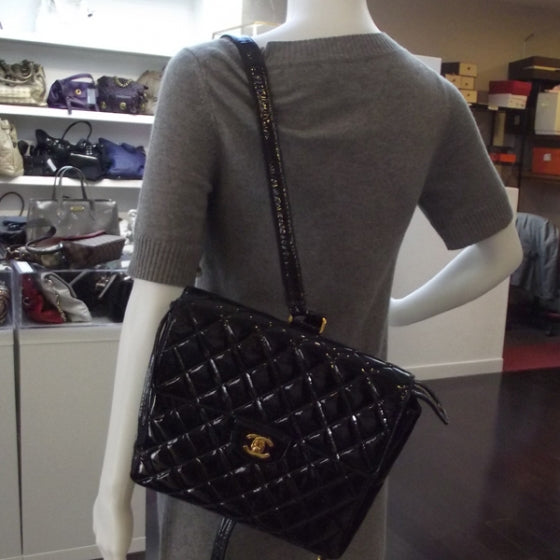 Chanel Patent Quilted Backpack Black 2 of 14