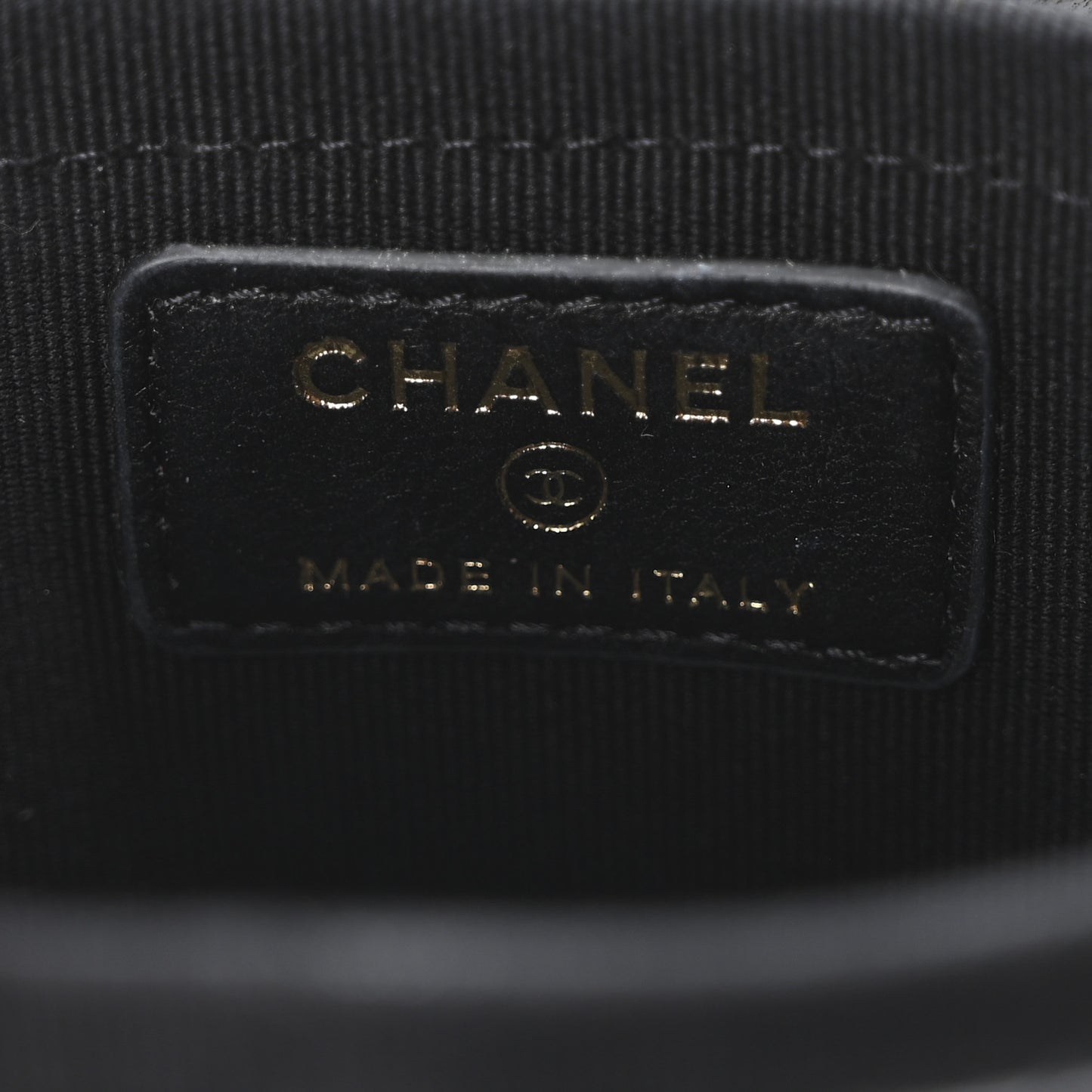 Lambskin Quilted Mini Round Vanity Case With Chain Black