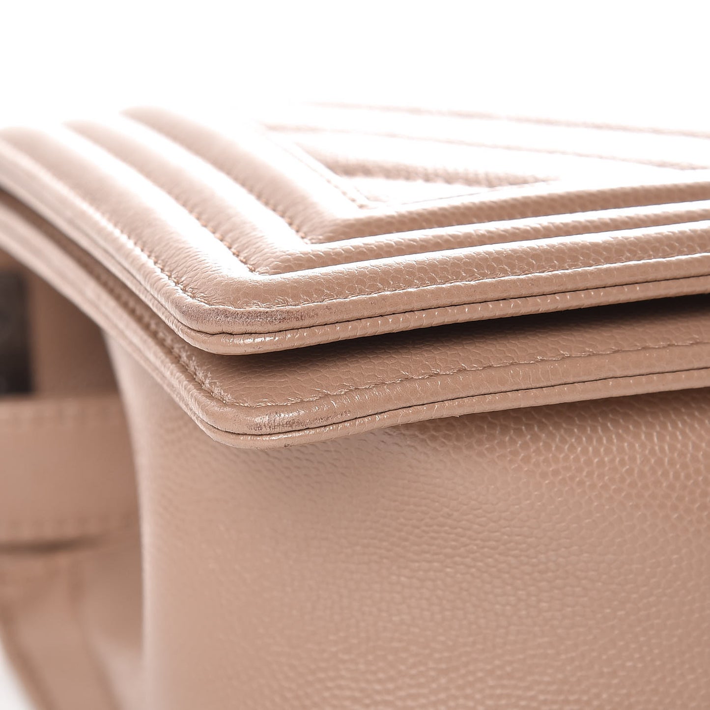 Caviar Chevron Quilted Medium Boy Flap Dark Beige