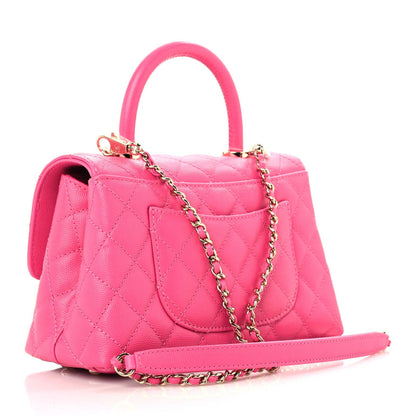 Chanel Caviar Quilted Mini Coco Handle Flap Rose 3 of 9