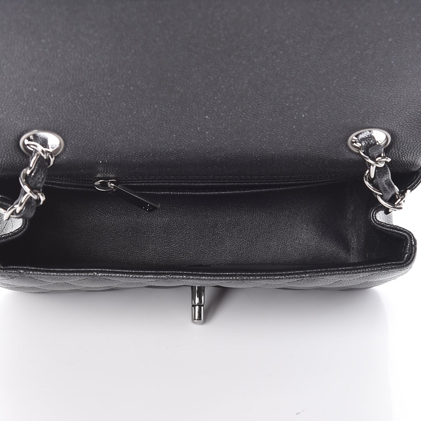 Iridescent Caviar Quilted Mini Rectangular Flap Black