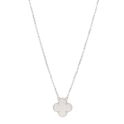 Van Cleef & Arpels 18K White Gold Mother of Pearl Vintage Alhambra Pendant Necklace 1 of 6