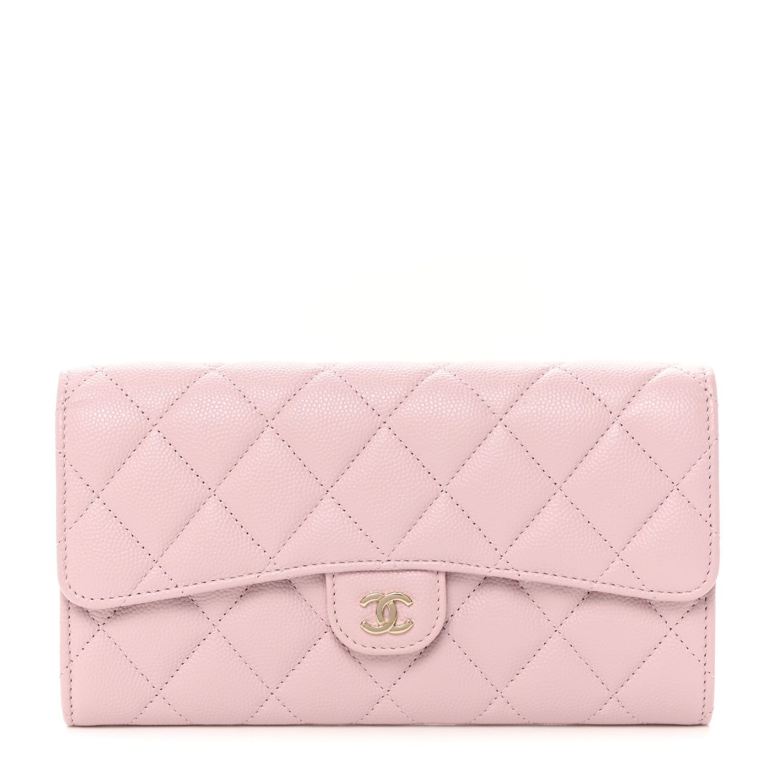Chanel Caviar Quilted Large Gusset Flap Wallet Light Pink 1 of 9
