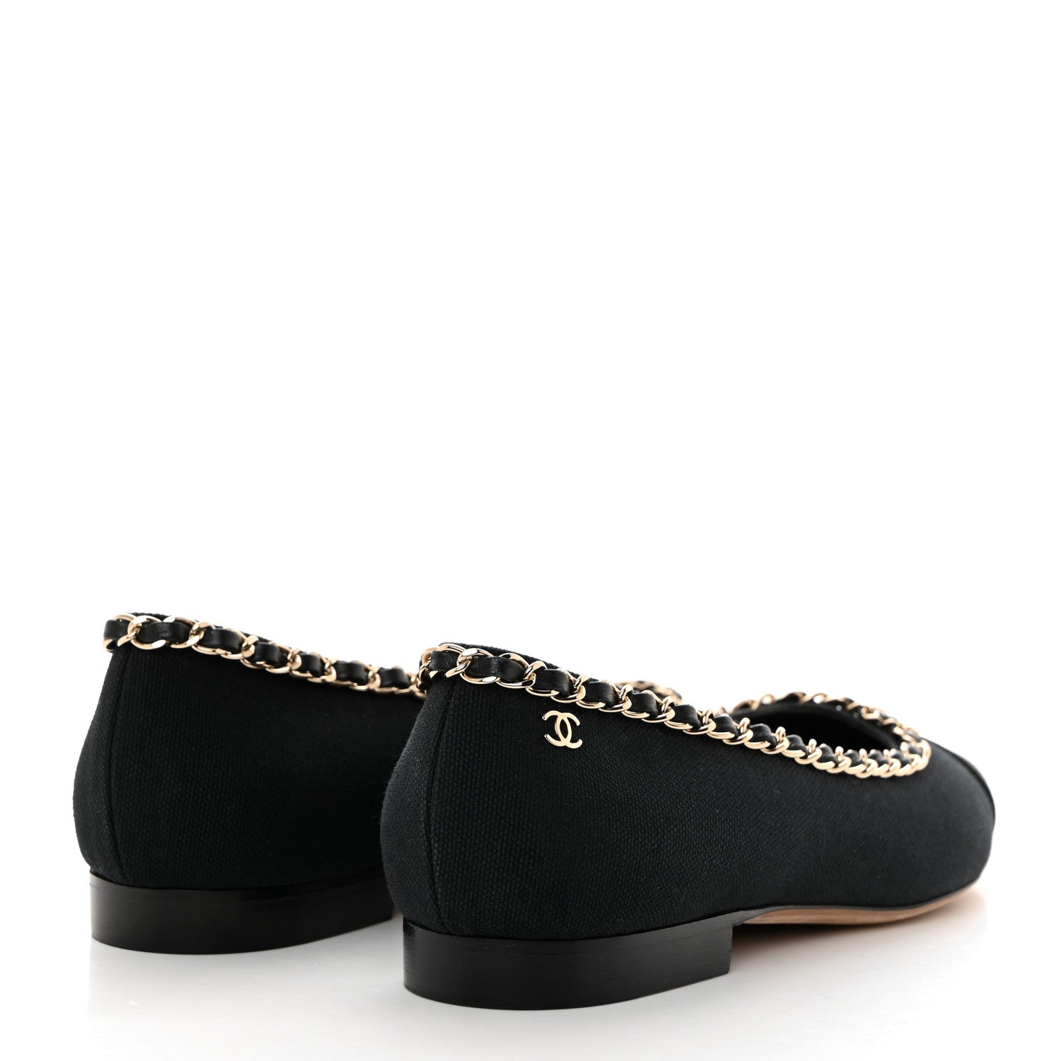 Chanel Fabric Grosgrain Chain Cap Toe Flats 36 Black 4 of 7