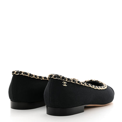 Chanel Fabric Grosgrain Chain Cap Toe Flats 36 Black 4 of 7