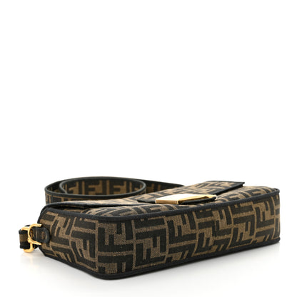 Fendi Fabric Jacquard FF 1974 Medium Baguette Tobacco Moro Black 4 of 11