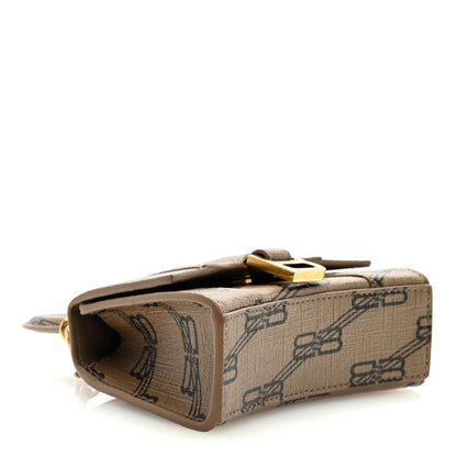 Balenciaga Coated Canvas BB Monogram Hourglass Top Handle Bag Mini with Chain Beige Brown 4 of 8