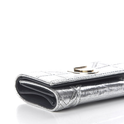 Christian Dior Ceramic Effect Deerskin Cannage Diorama Elancee Wallet Silver 8 of 12