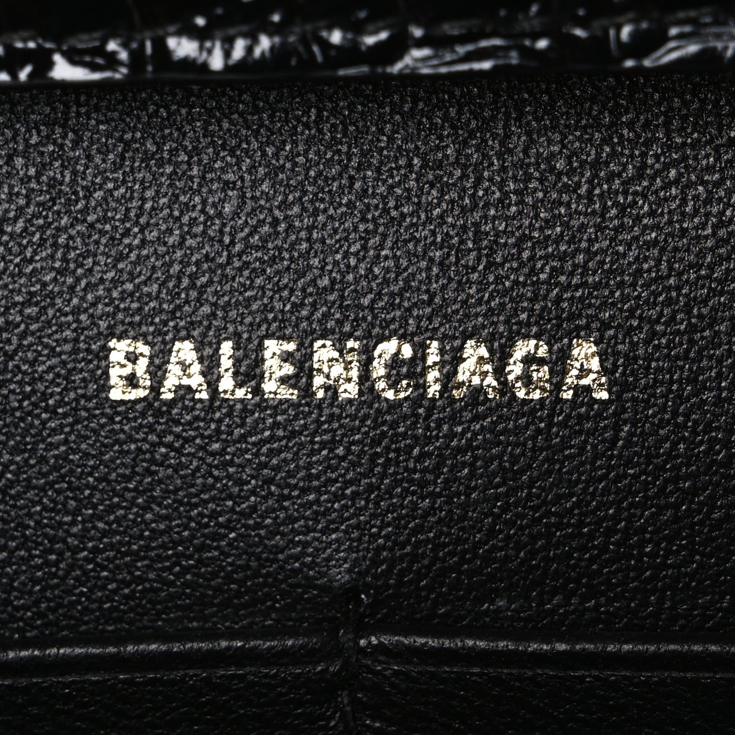 Shiny Calfskin Crocodile Embossed Hourglass Chain Bag Black