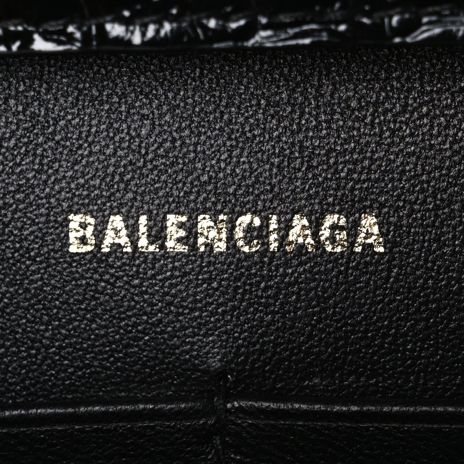 Balenciaga Shiny Calfskin Crocodile Embossed Hourglass Chain Bag Black 5 of 10