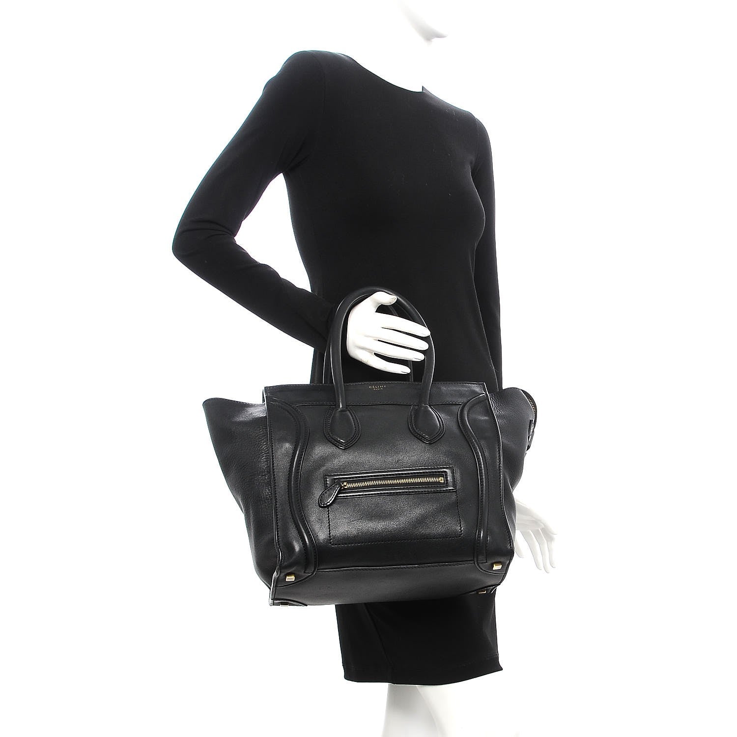 Celine Smooth Calfskin Mini Luggage Black 2 of 12