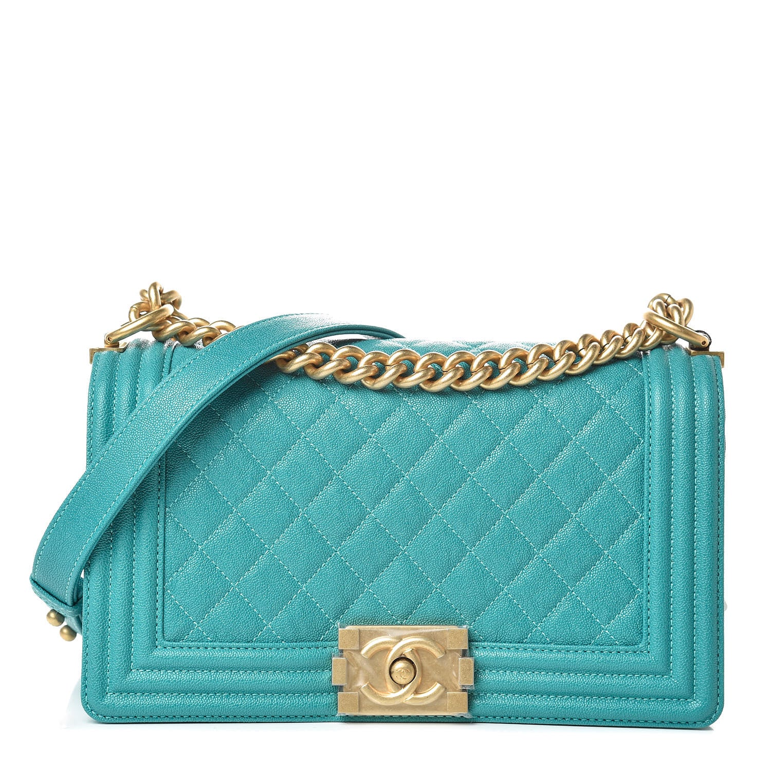 Chanel Caviar Quilted Medium Boy Flap Turquoise 1 of 12