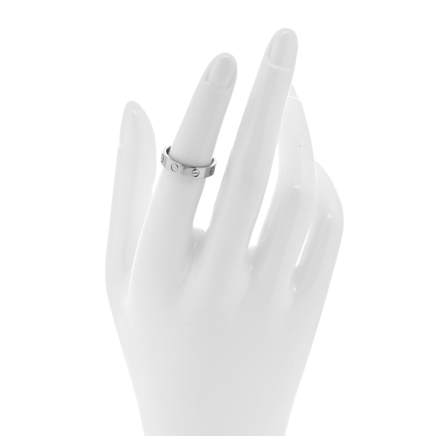 Cartier 18K White Gold Diamond 4mm LOVE Wedding Band Ring 51 5.75 2 of 4