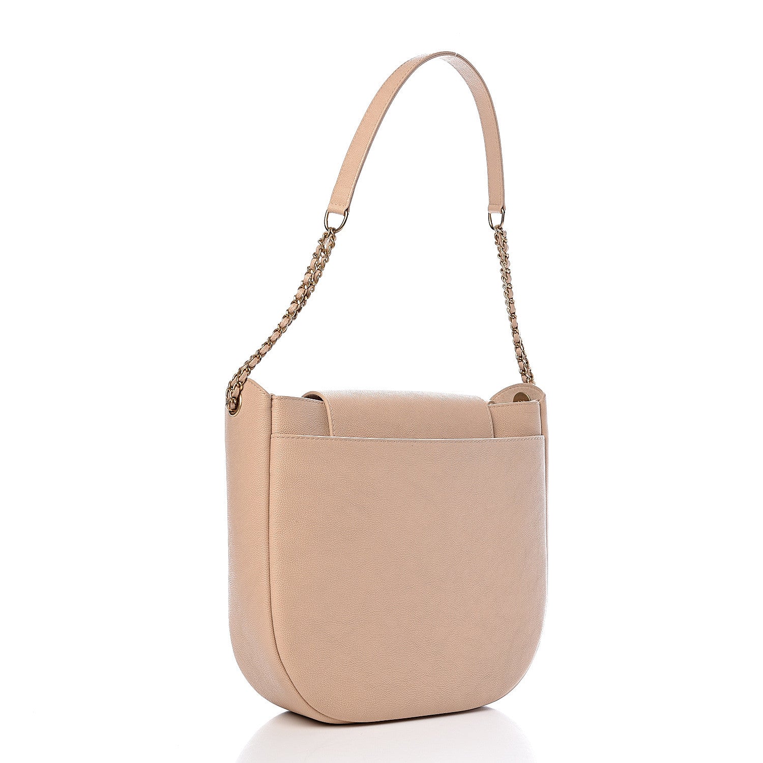 Chanel Grained Calfskin Perforated Small Flap Hobo Beige 3 of 10