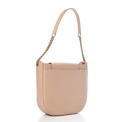 Chanel Grained Calfskin Perforated Small Flap Hobo Beige 3 of 10