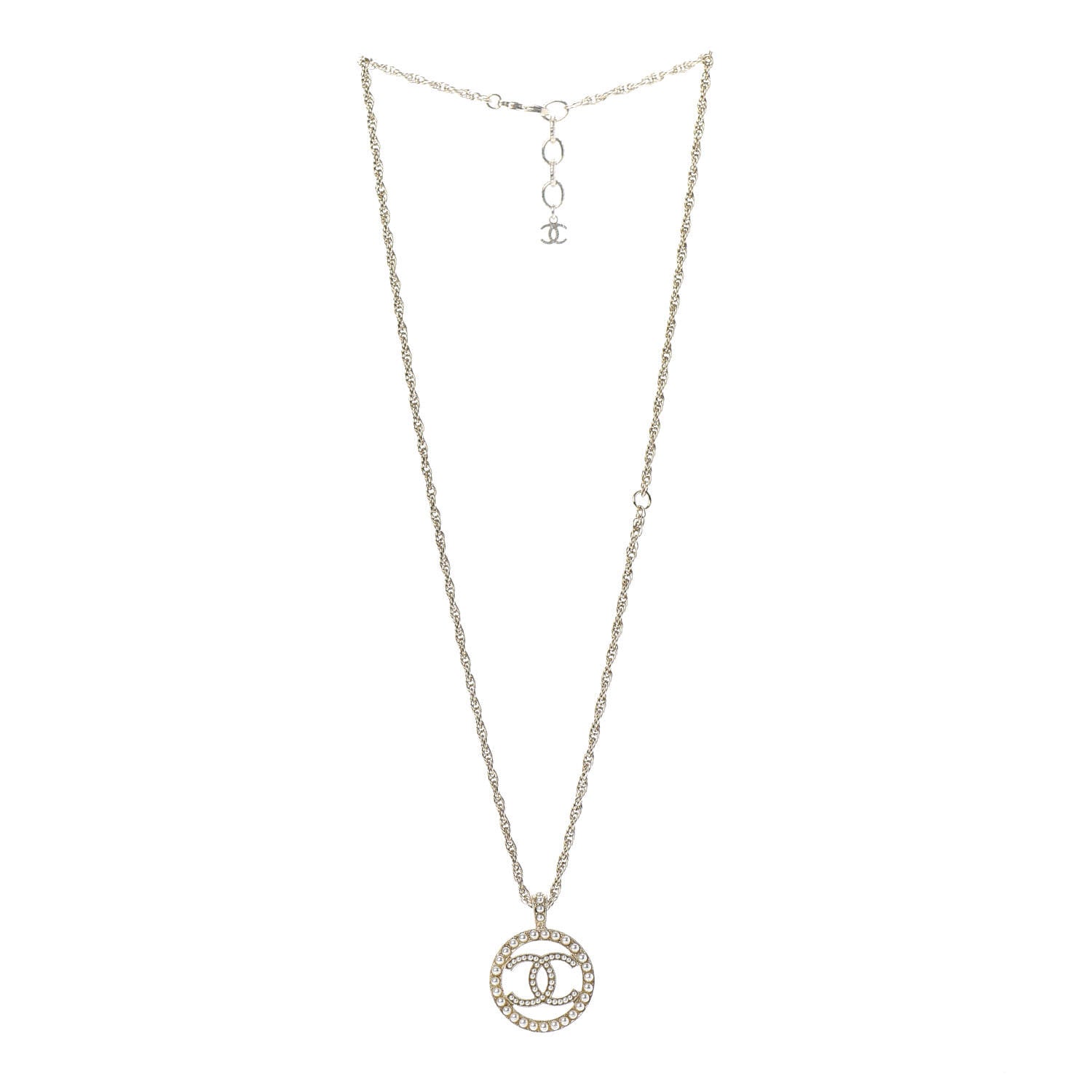 Chanel Pearl CC Round Pendant Necklace Gold 3 of 6