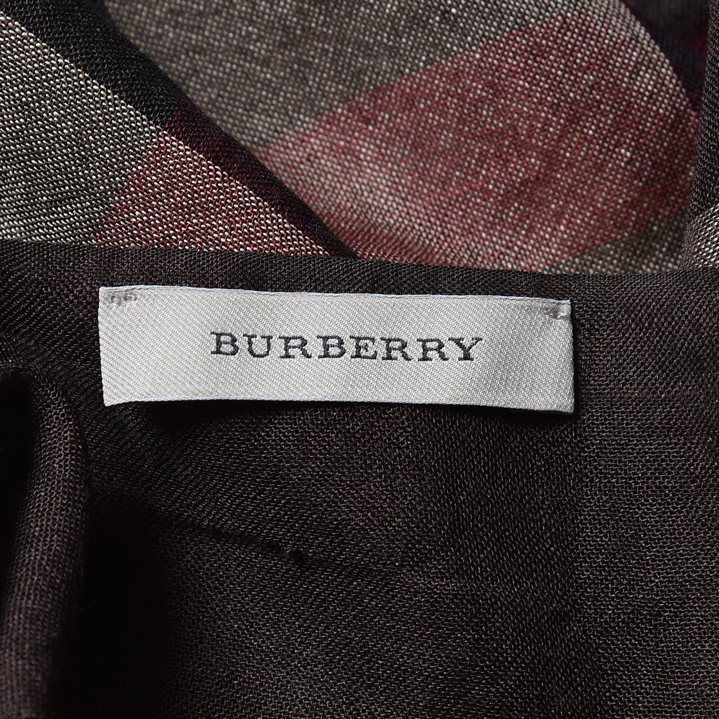 Wool Silk Gauze Giant Exploded Check Scarf Dark Brown