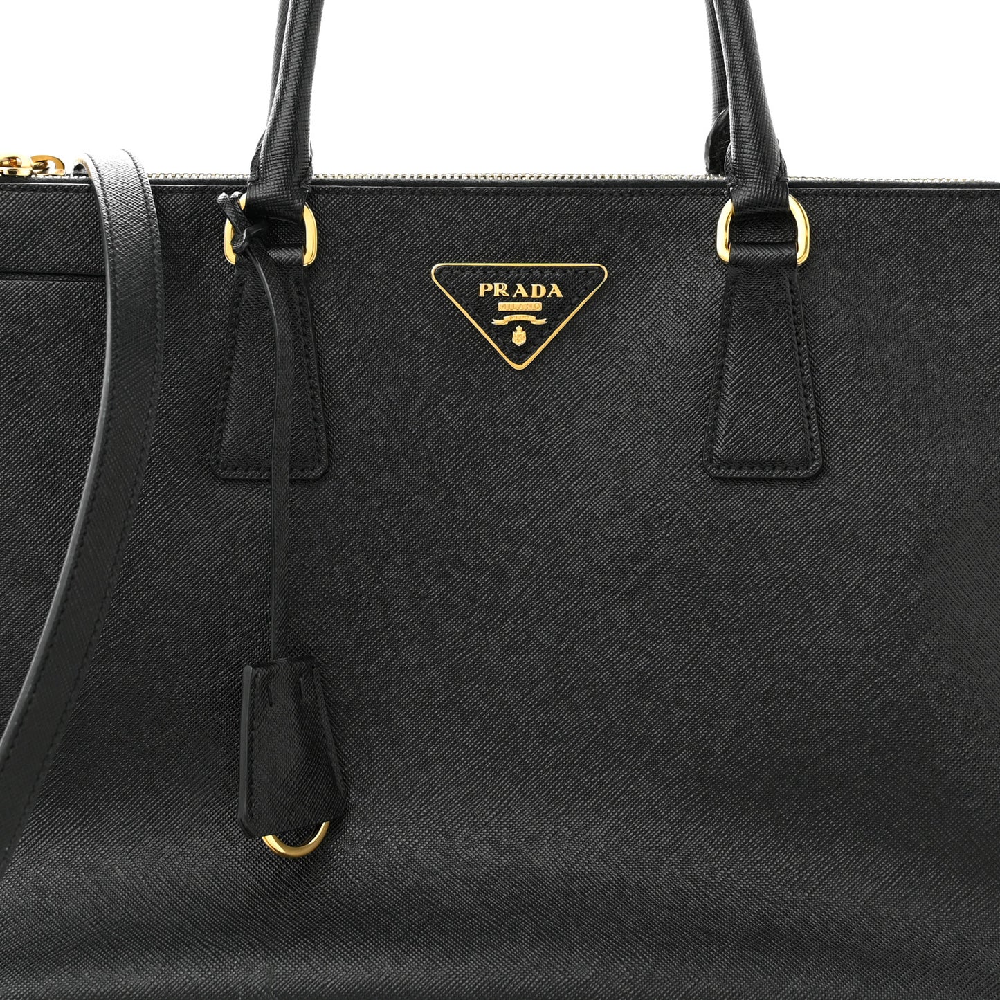 Saffiano Medium Galleria Double Zip Tote Black