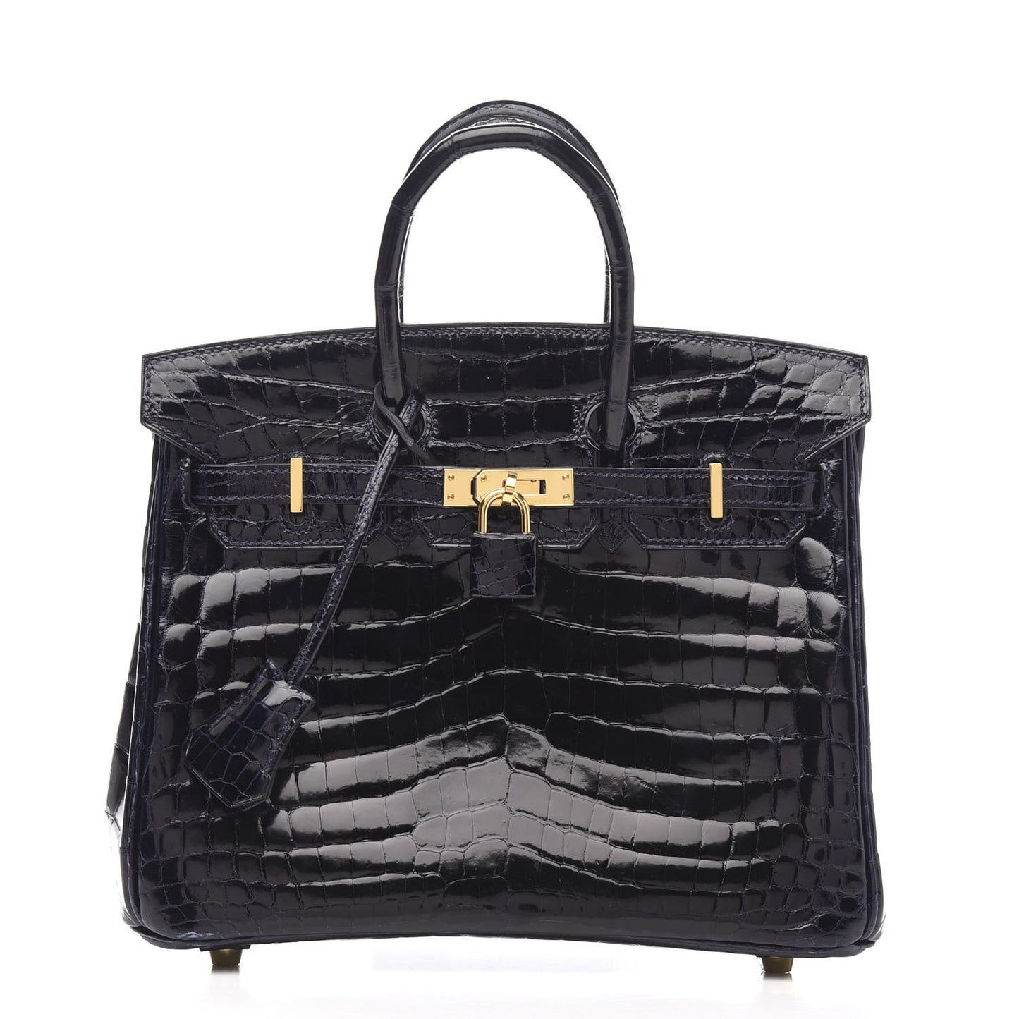 Shiny Niloticus Crocodile Birkin 25 Bleu Marine Bleu Marine