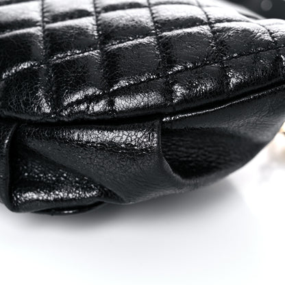 Chanel Crumpled Glazed Lambskin Quilted Waist Bag Fanny Pack Black 11 of 17