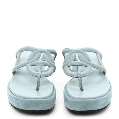 Hermes Nappa Gipsy Sandals 38 Vert D'eau 2 of 12