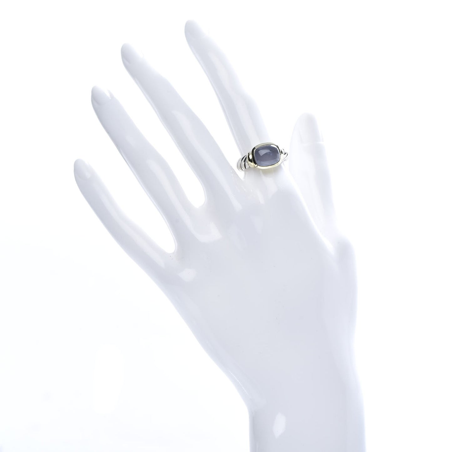 Sterling Silver 14K Yellow Gold Chalcedony 10mm Noblesse Ring 53 6.5