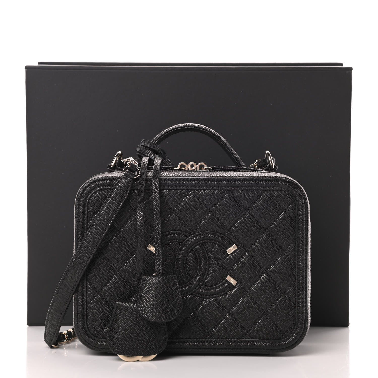 Chanel Caviar Quilted Medium CC Filigree Vanity Case Black 11 of 11