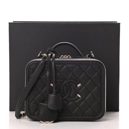 Chanel Caviar Quilted Medium CC Filigree Vanity Case Black 11 of 11