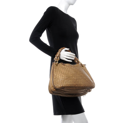 Bottega Veneta Metallic Goatskin Intrecciato Braided Zip Hobo Gold 2 of 22