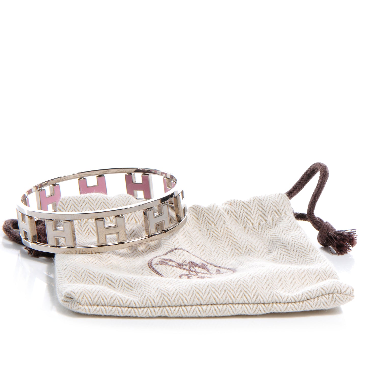 Reversible H Bracelet Pink and Silver