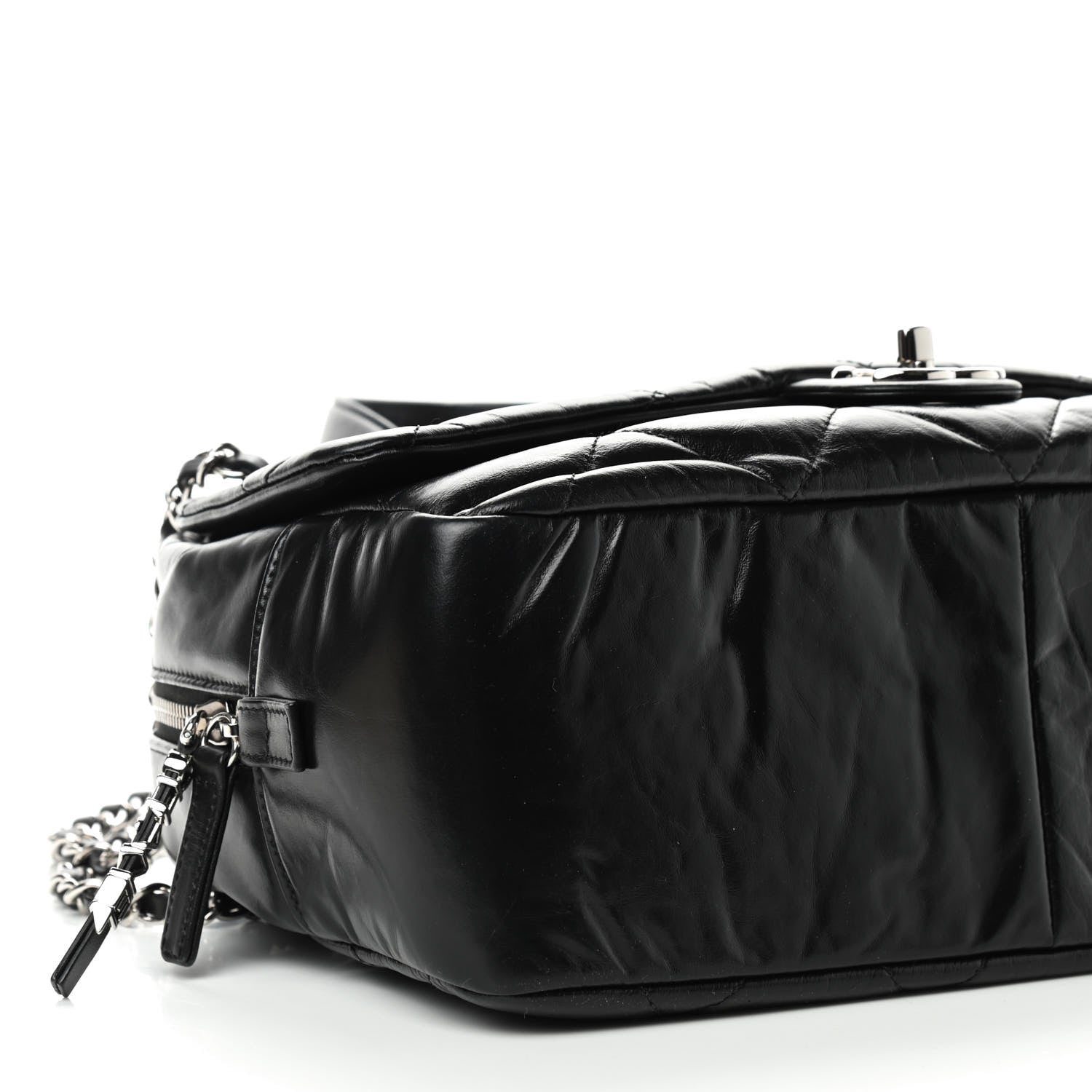 Chanel Aged Calfskin Quilted Small Express Bowling Bag Black 5 of 8