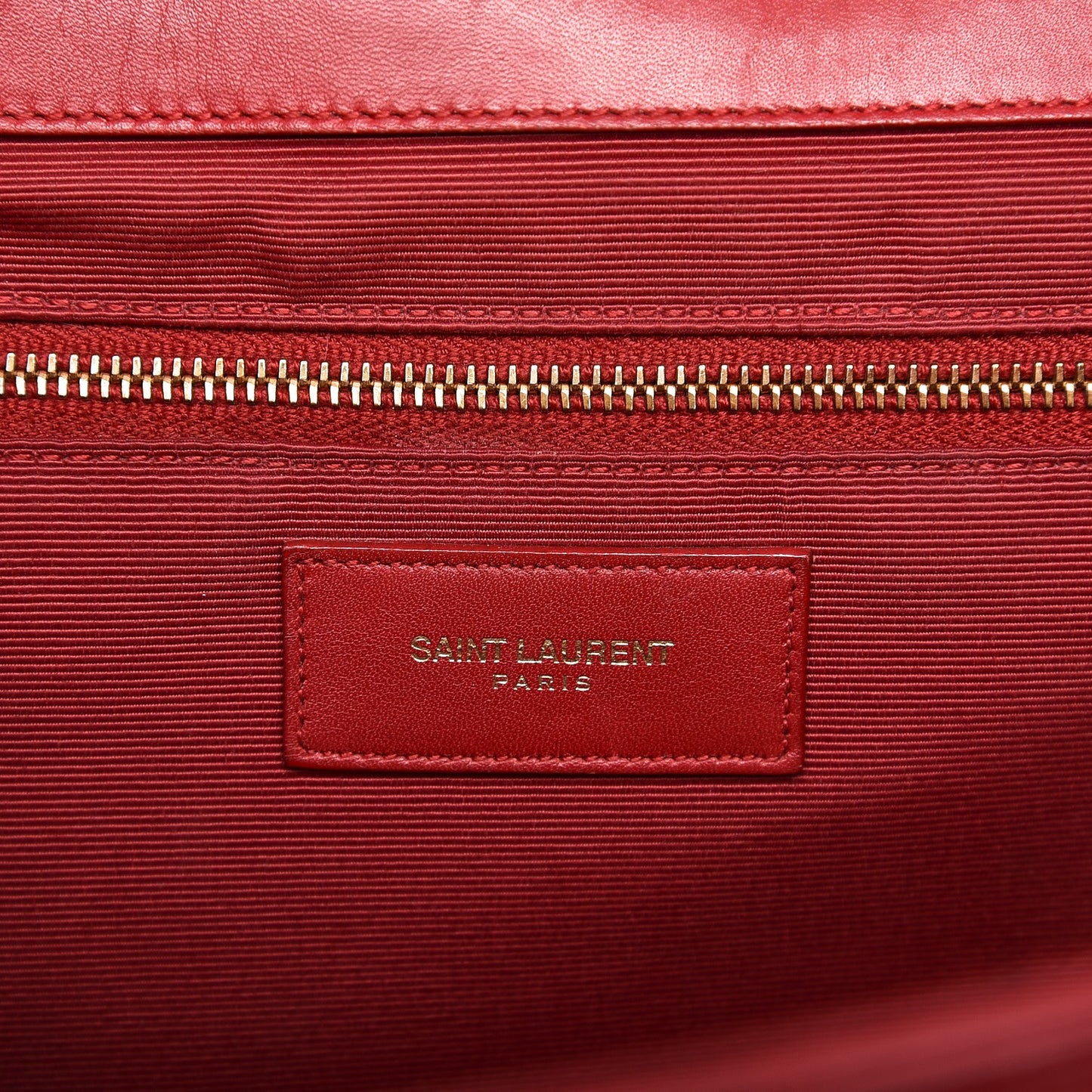Lambskin Matelasse Chevron Large Monogram Satchel Red