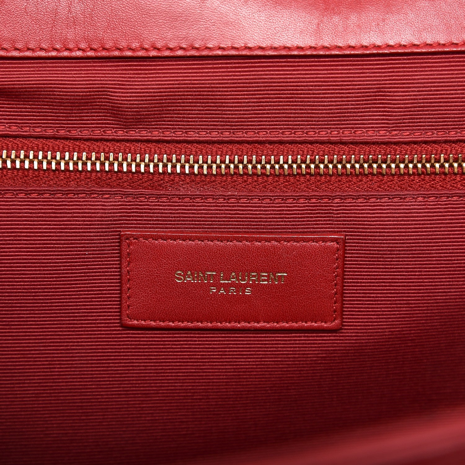 Saint Laurent Lambskin Matelasse Chevron Large Monogram Satchel Red 7 of 18