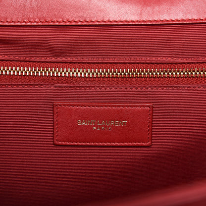 Saint Laurent Lambskin Matelasse Chevron Large Monogram Satchel Red 7 of 18