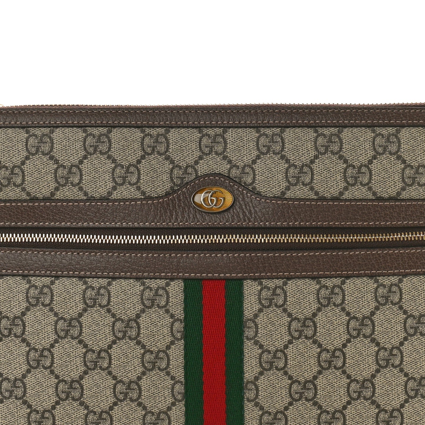GG Supreme Monogram Large Ophidia Pouch Clutch Brown