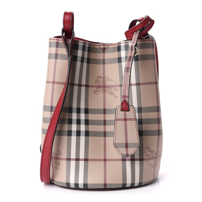 Burberry Haymarket Check Colours Small Lorne Bucket Crossbody Poppy Red 1 of 10