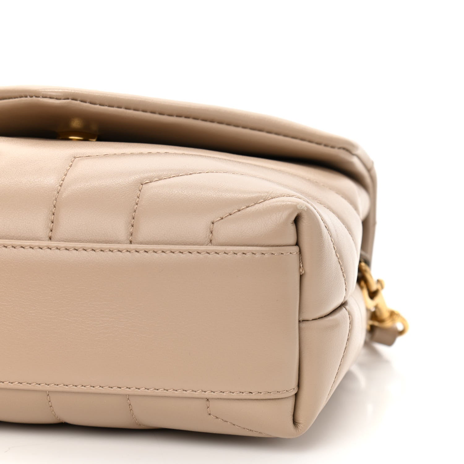 Saint Laurent Calfskin Y Quilted Monogram Toy Loulou Crossbody Bag Latte 10 of 10